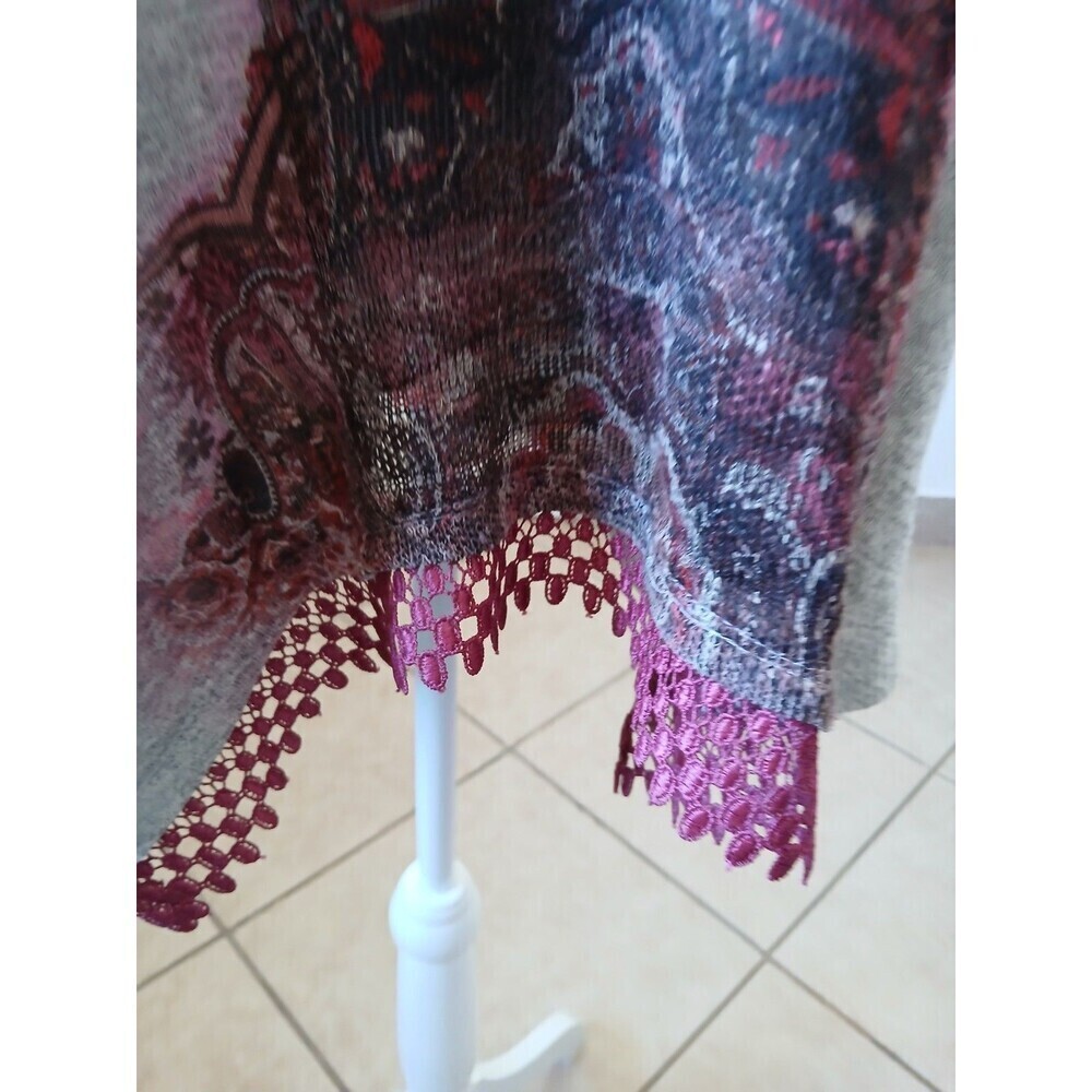 Energe World Wear Women Size Large Crimson Abstract 3/4 Sleeve Casual Top‎ - Picture 8 of 16